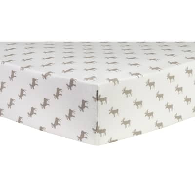 Trend Lab Gray Moose Silhouettes Deluxe Flannel Fitted Crib Sheet