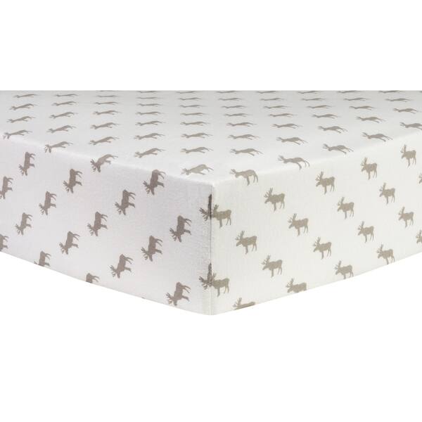 Trend Lab Gray Moose Silhouettes Deluxe Flannel Fitted Crib Sheet