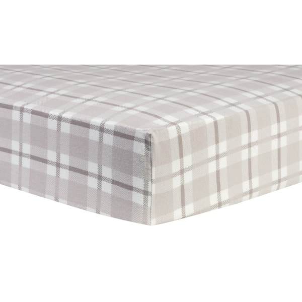 slide 2 of 2, Trend Lab Gray and White Plaid Deluxe Flannel Fitted Crib Sheet