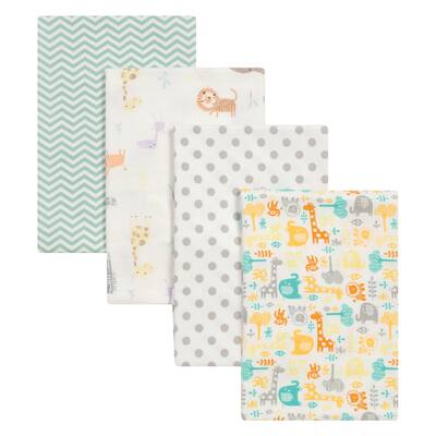 Trend Lab Mint Jungle 4 Pack Flannel Blankets