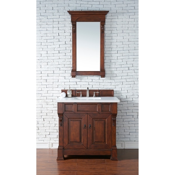 Brookfield 36" Warm Cherry Single Vanity with 3 CM Snow White Quartz Top