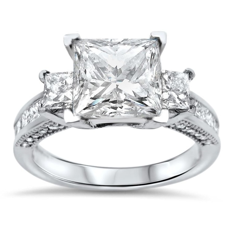 3 stone princess cut engagement rings