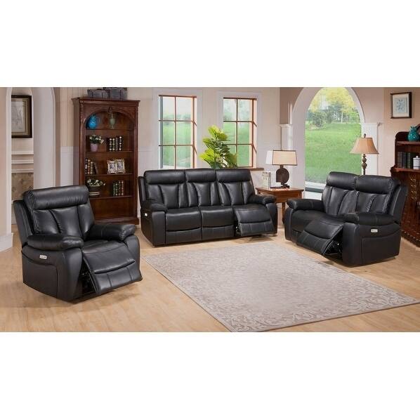 Leo Leather Power Sofa, Loveseat and Chair Recliner Set