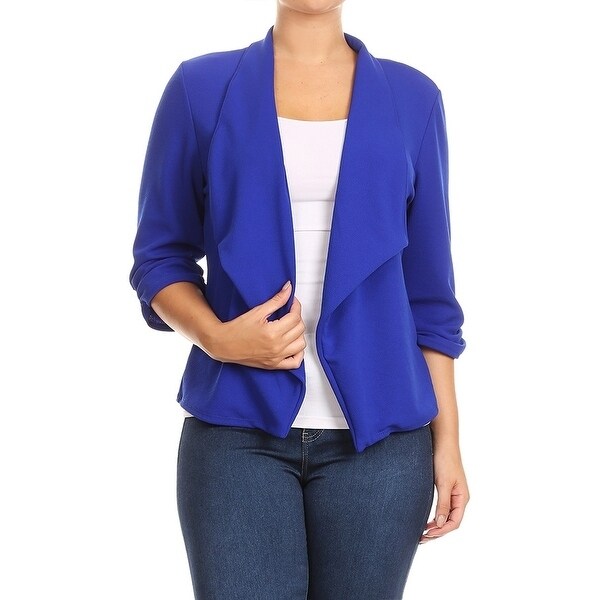 Plus Size Solid Color Blazer Draped Jacket - Overstock - 17541645