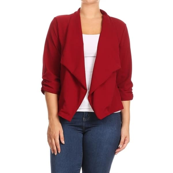 Women's Plus Solid Blazer Draped Neck Jacket - On Sale - Overstock 17541645