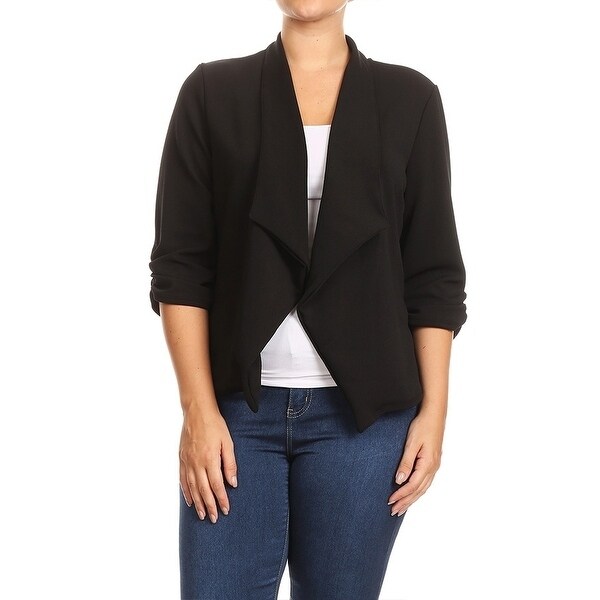 womens plus size solid color blazer draped neck jacket ebay colorful plus size blazers