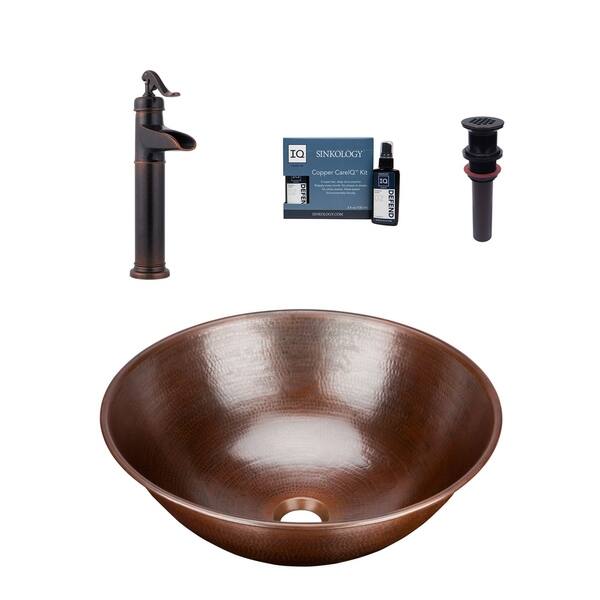 slide 2 of 5, Sinkology Eddington 16"All-in-One Copper Sink and Faucet Kit