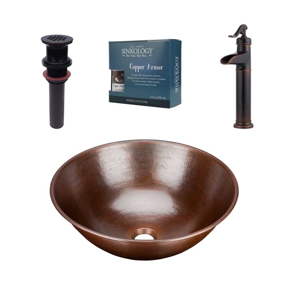 Sinkology Eddington 16"All-in-One Copper Sink and Faucet Kit