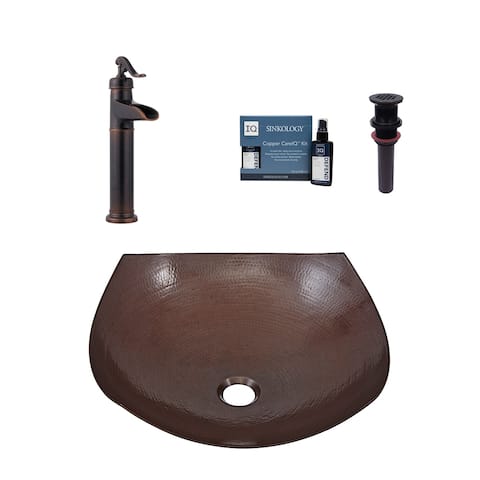 Sinkology Lovelace 16" All-in-Copper One Sink and Faucet Kit - 16.5" x 16.5" x 5.5"