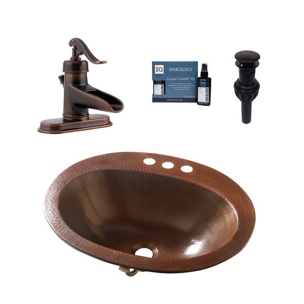 slide 2 of 6, Sinkology Seville All-in-One Copper Sink and Faucet Kit