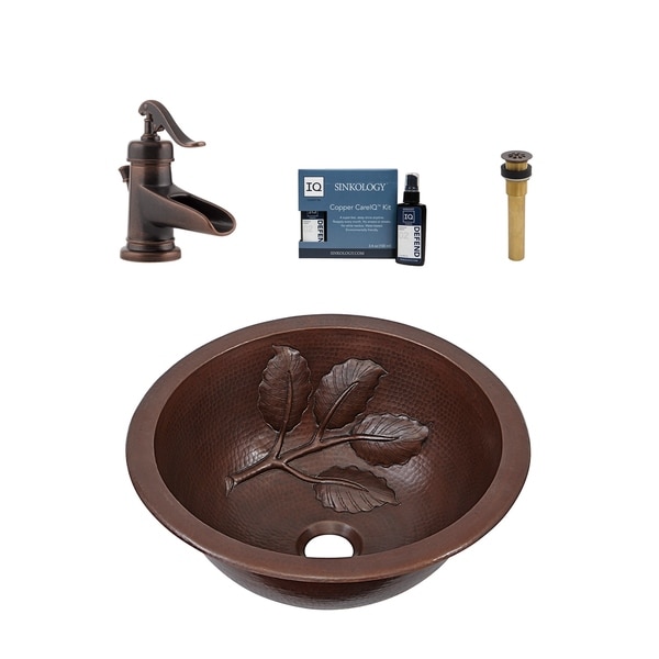 Sinkology Newton 14" All-in-One Copper Sink and Faucet Kit. Opens flyout.