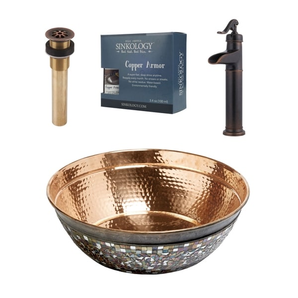 Sinkology Bardeen 16" All-in-One Copper Sink and Faucet Kit