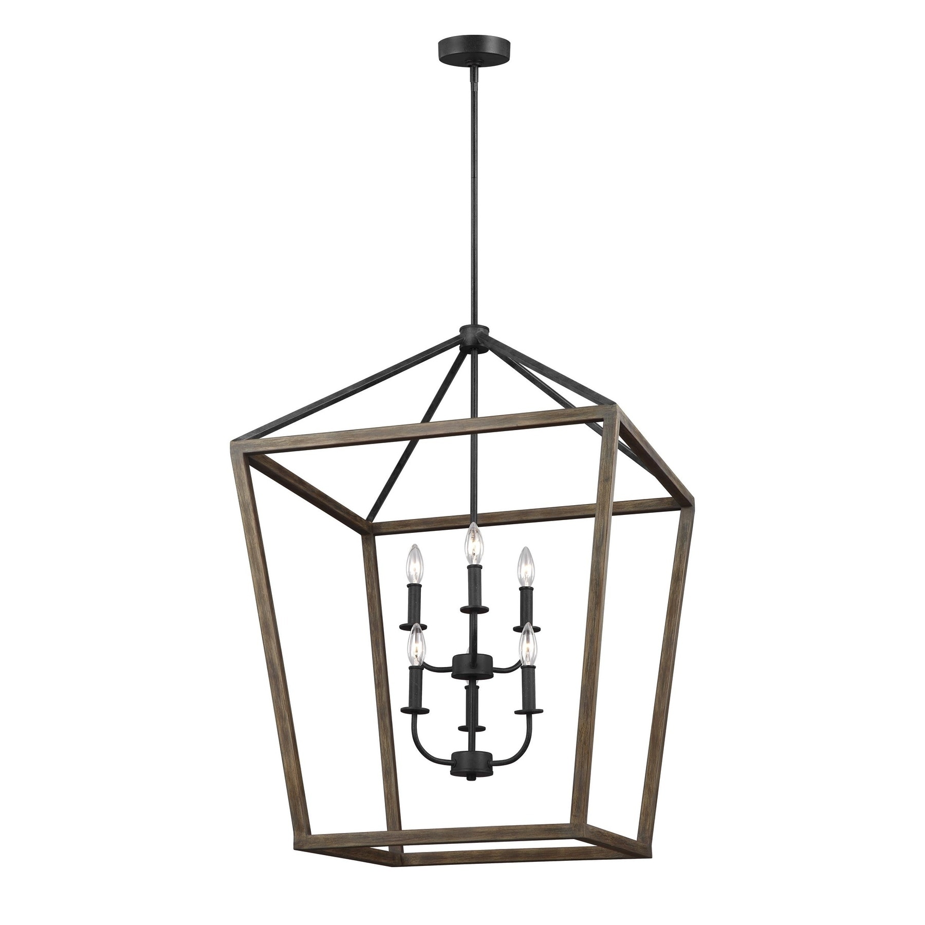 Feiss Gannet 6 Light Weathered Oak Wood / Antique Forged Iron Chandelier - Chandeliers For Bedrooms by Overstock.com