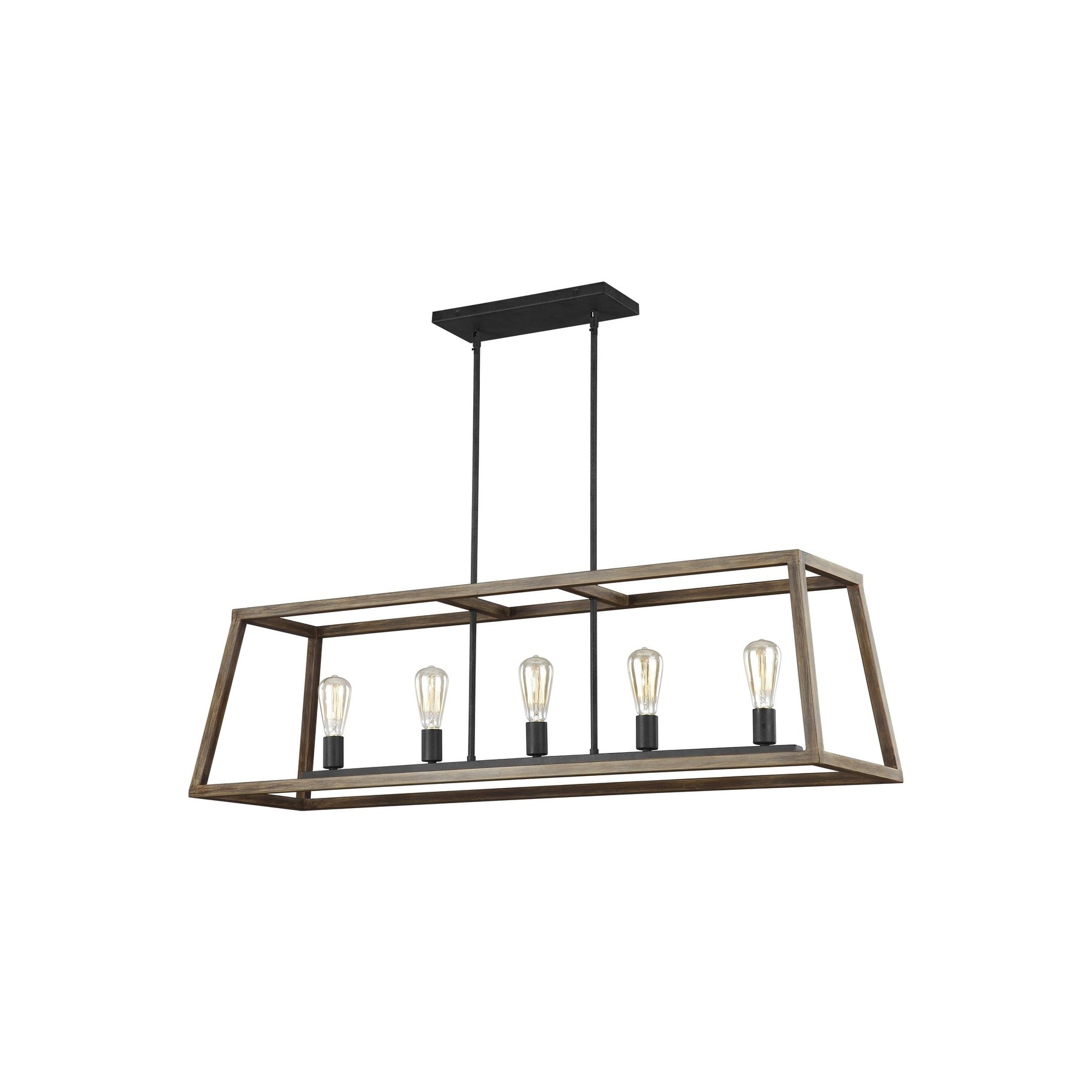 Feiss Gannet 5 Light Weathered Oak Wood / Antique Forged Iron Chandelier - Chandeliers For Bedrooms by Overstock.com