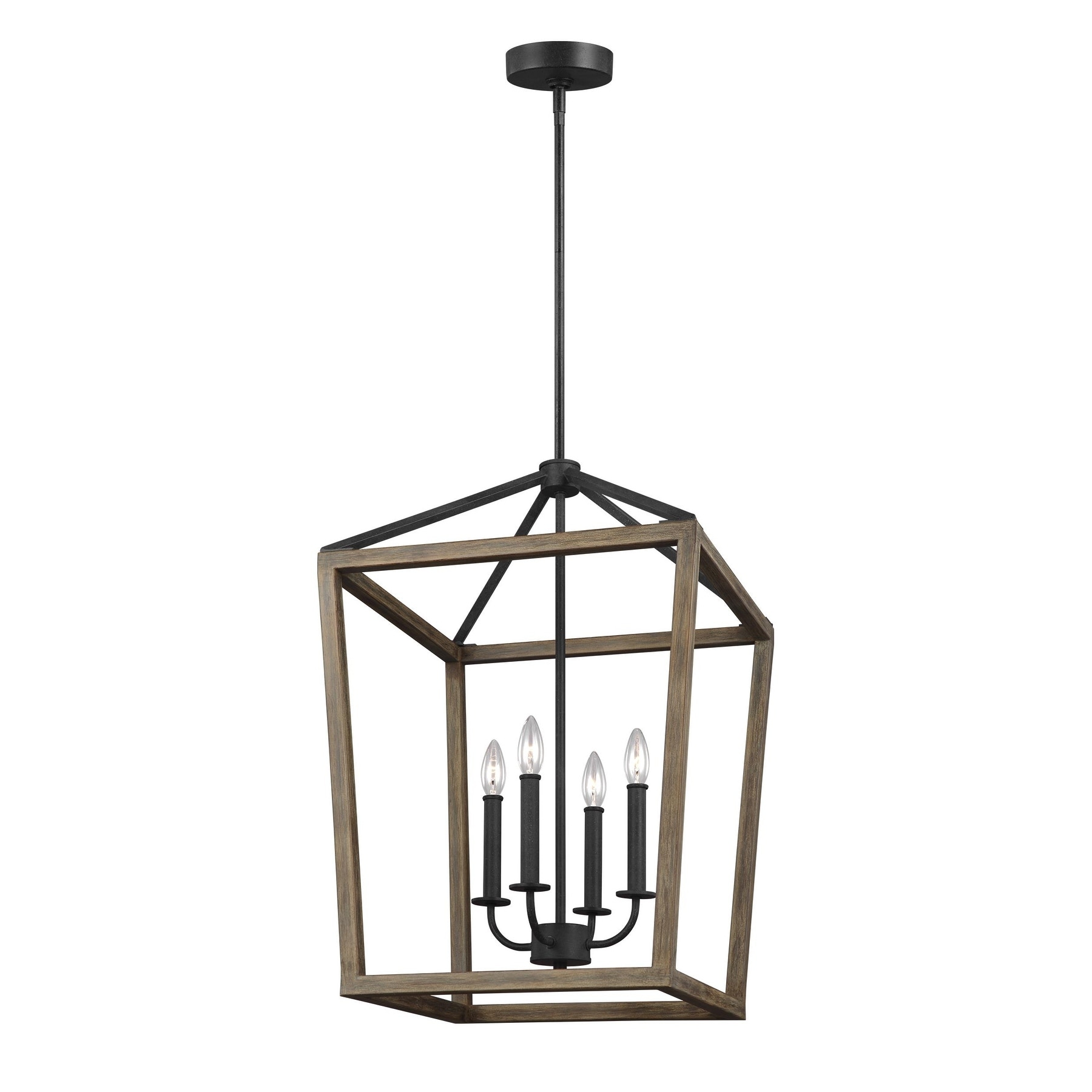 Feiss Gannet 4 Light Weathered Oak Wood / Antique Forged Iron Chandelier - Chandeliers For Bedrooms by Overstock.com