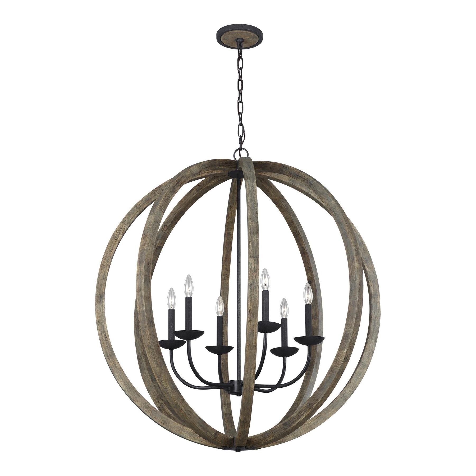 Feiss Allier 6 Light Weathered Oak Wood / Antique Forged Iron Chandelier - Chandeliers For Bedrooms by Overstock.com