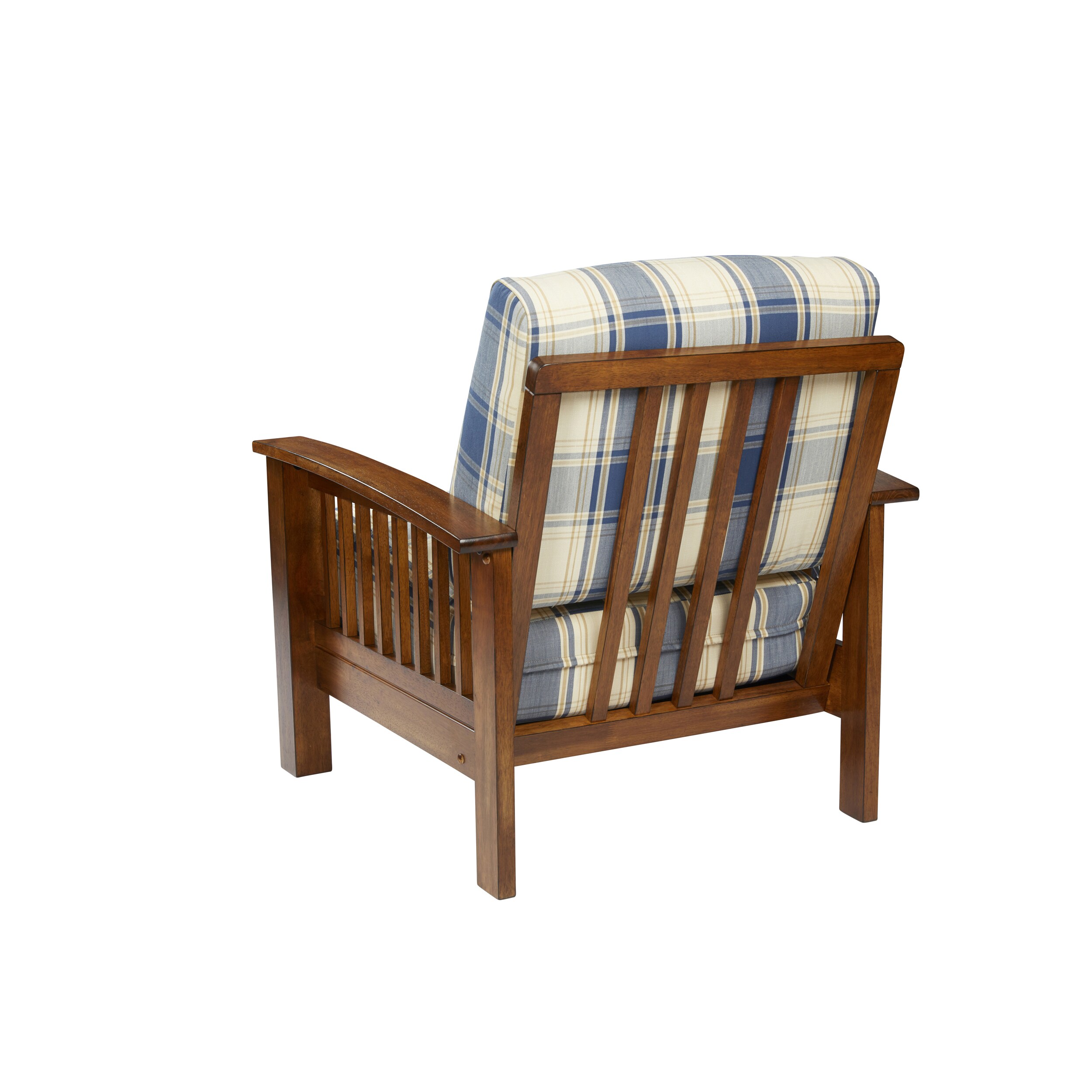 The Gray Barn Blue Plaid Mission Style Arm Chair Blue Traditional