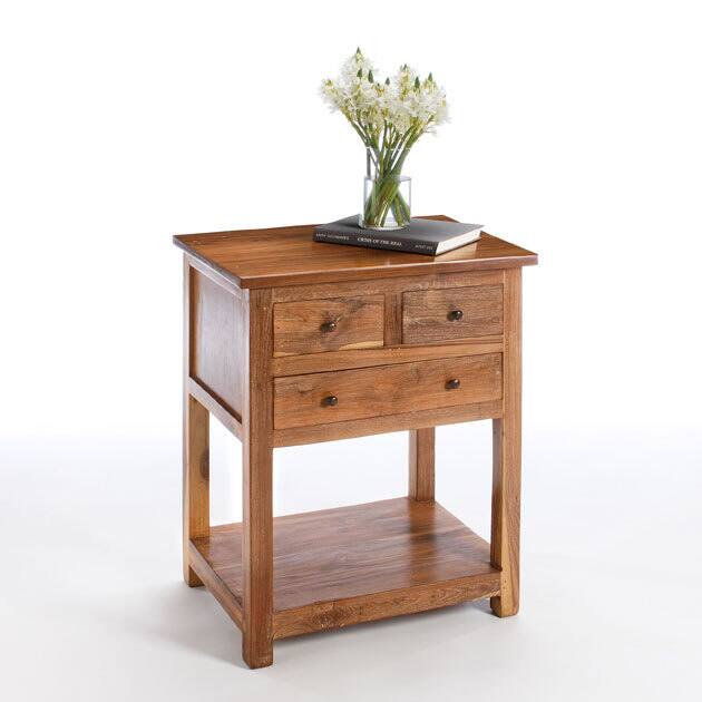 Handmade Reclaimed Teak 3-drawer End Table (India)