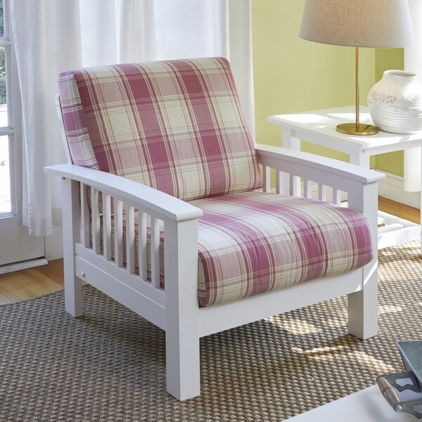 Handy Living Omaha Pink Plaid Mission Style Arm Chair with 