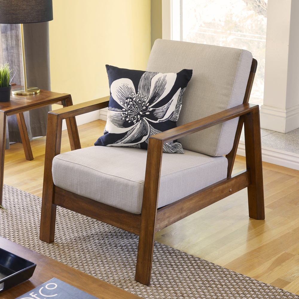 wood arm chair with cushion