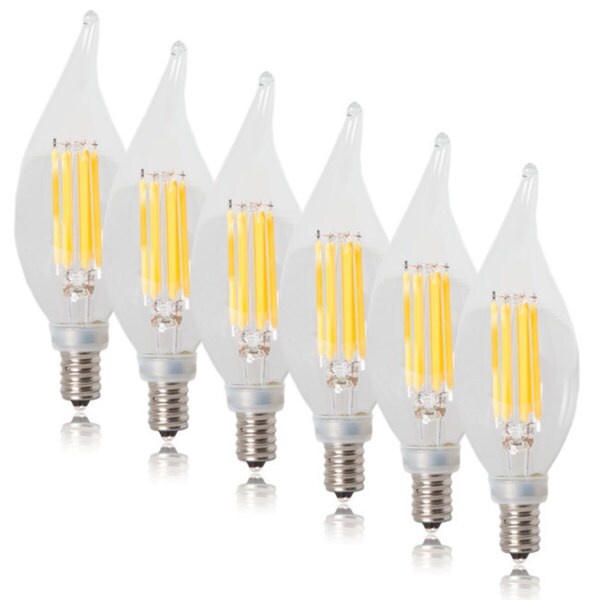 Maima Dimmable Flame Tip Filament Candelabra Led Light Bulb Maima Dimmable Flame Tip Filament Candelabra Led Light Bulb Warm White 550 Lumens 6 Pack