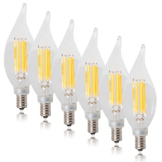 2200K Amber Warm White 400 Lumens Maxxima LED Candelabra Filament Flame Tip Bulb 40 Watt Equivalent Dimmable 6 Pack