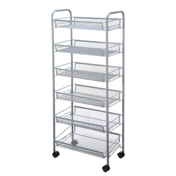Shop 6 Tier Mesh Rolling Cart - Grey - Free Shipping Today - Overstock ...