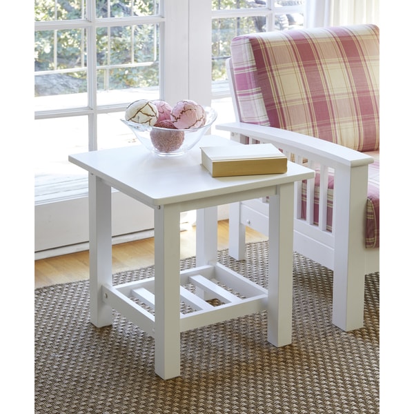 Handy Living Baltimore White Wood End Table with Slatted Shelf (Set of 2)