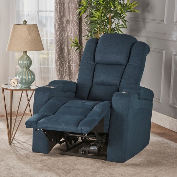 Emersyn Fabric Power Recliner with Arm Storage & USB Cord by
