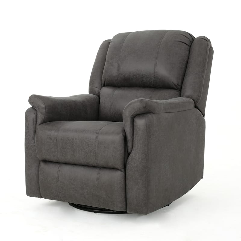 Jennette Slate Microfiber Swivel Gliding Recliner by Christopher Knight Home