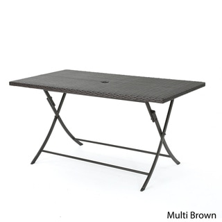 Riad Outdoor Wicker Rectangular Foldable Dining Table with Umbrella Hole by Christopher Knight Home