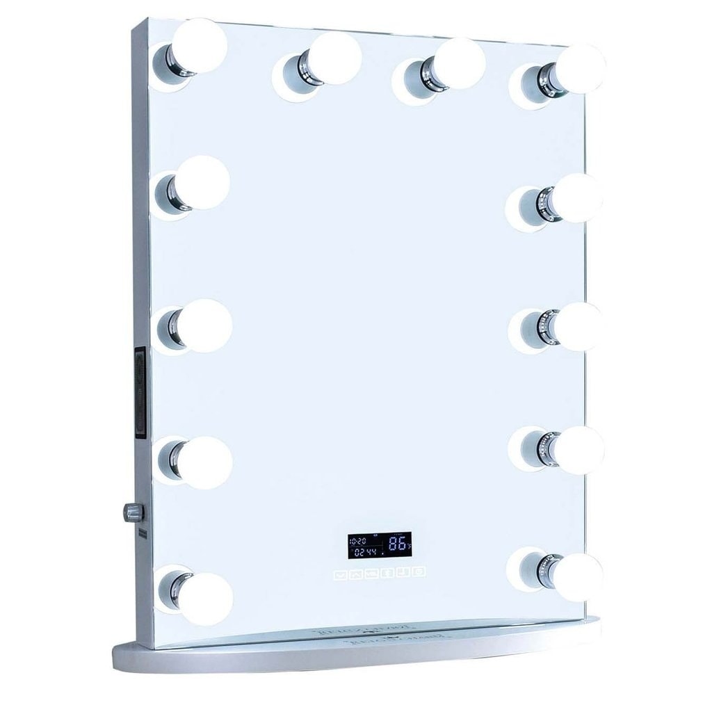 ReignCharm Hollywood Vanity Mirror Music Box 12 LED Lights Dual Outlets /& USB Bluetooth Speaker 32-inches x 27-inches