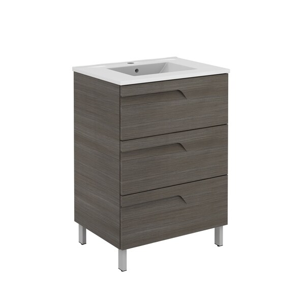 Eviva Vitta 39″ Ashy Modern Bathroom Vanity with White Integrated Porcelain Sink