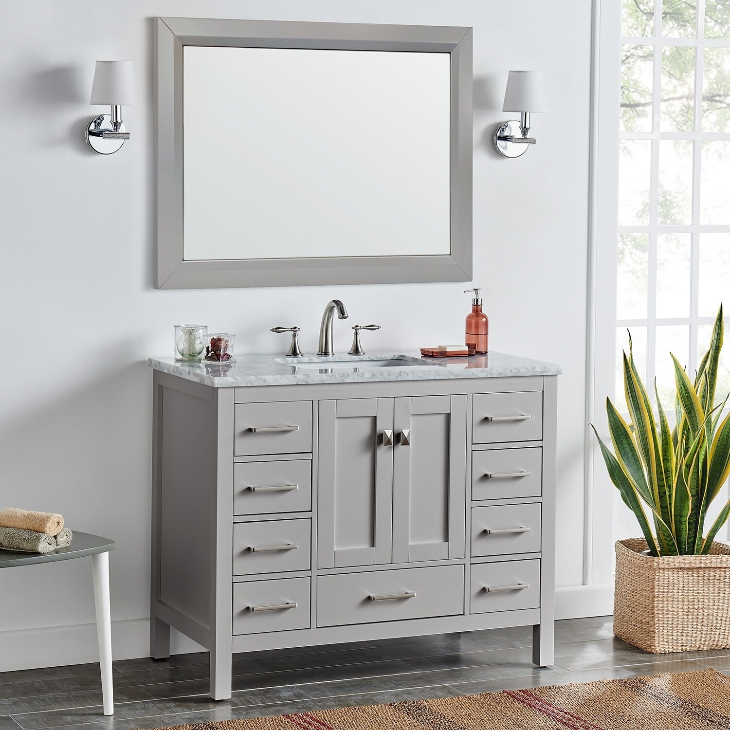 Shop Eviva Aberdeen 42 Transitional Grey Bathroom Vanity With