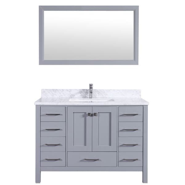 Eviva Aberdeen 42" Transitional Grey Bathroom Vanity with White Carrera Countertop
