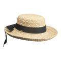 Women's Scala L521OS Straw Hat with Herringbone Bow Natural
