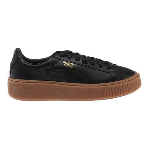 black puma basket trainers