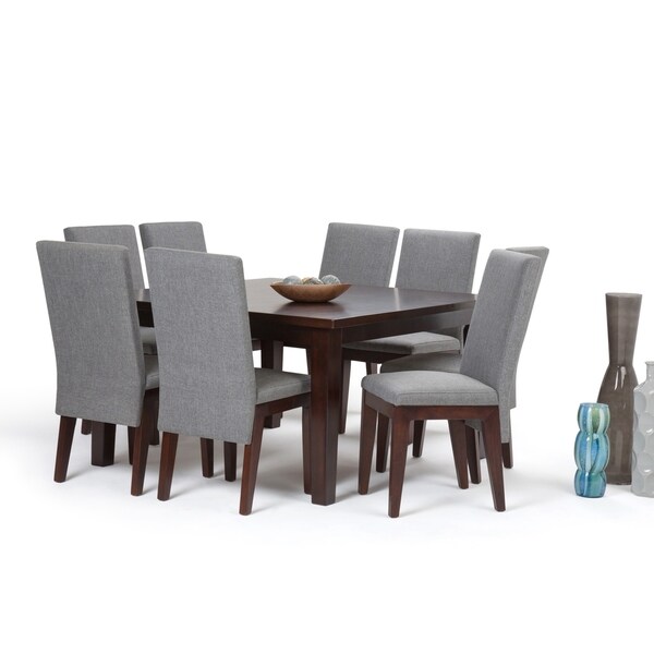 WYNDENHALL Somerville 9 Piece Dining Set in Grey Fabric