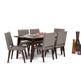 WyndenHall Tierney Mid Century Modern 7 Pc Dining Set with 6 Upholstered Dining Chairs and 66 inch Wide Table (Taupe)