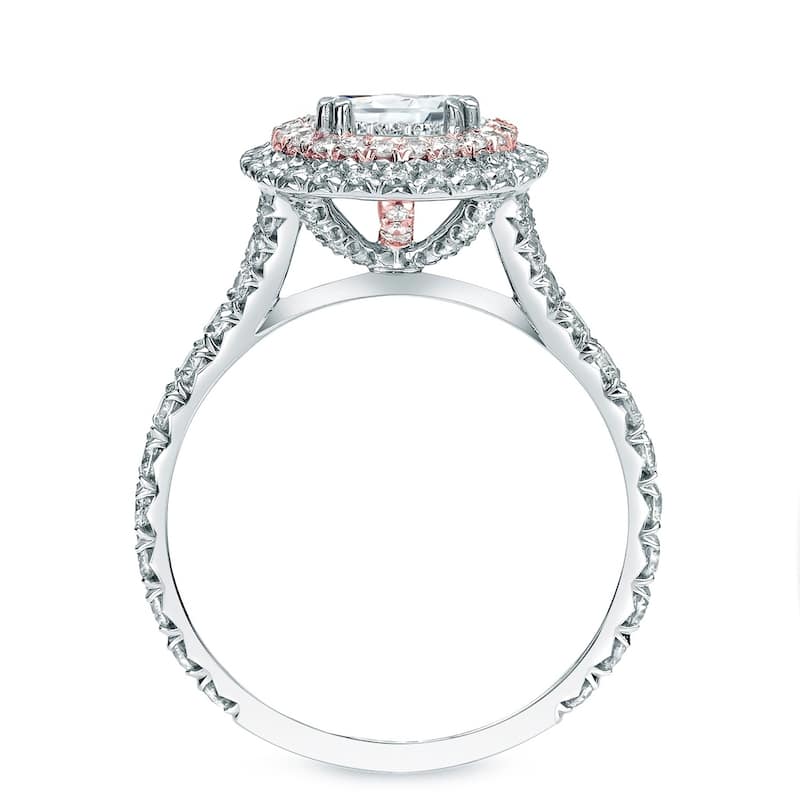 Auriya 14k Gold Two-tone Gold 1 3/5ctw Double Halo Diamond Engagement Ring
