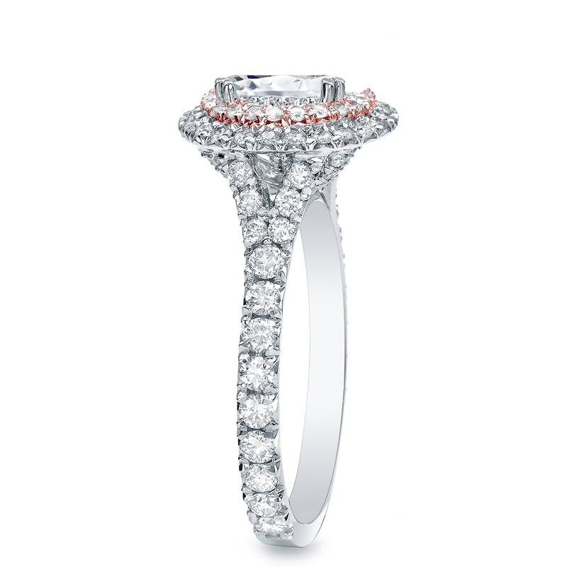 Auriya 14k Gold Two-tone Gold 1 3/5ctw Double Halo Diamond Engagement Ring