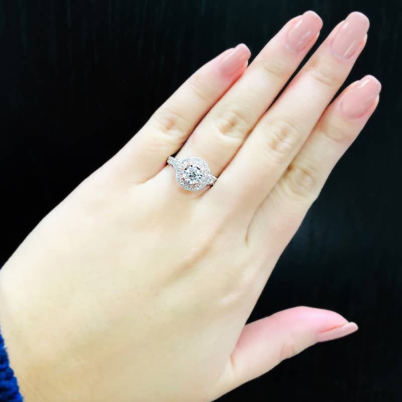 Auriya 14k Gold Two-tone Gold 1 3/5ctw Double Halo Diamond Engagement Ring