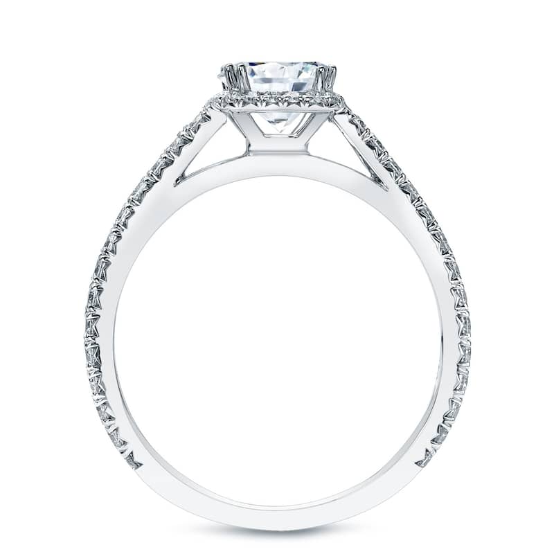 Cushion Cut 1ct TDW Diamond Halo Engagement Ring in 14KT Gold by Auriya