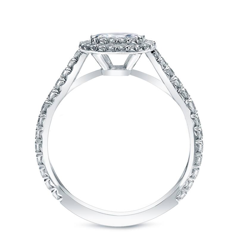 14k Gold Round Miracle Set 1ct TDW Diamond Halo Engagement Ring by Auriya