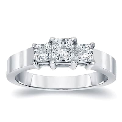 Auriya 14k Gold 1/2 carat TW Princess-cut 3-stone Diamond Engagement Ring