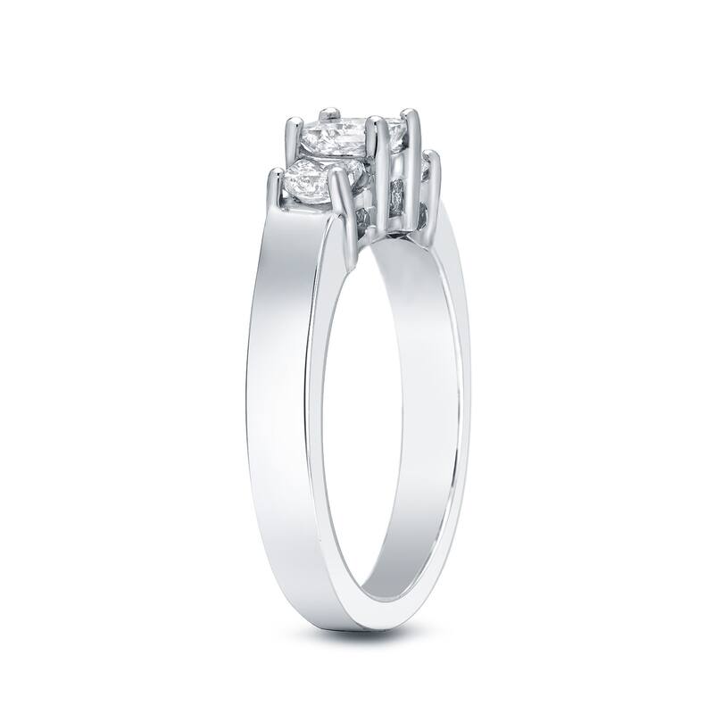 Auriya 14k Gold 1/2 carat TW Princess-cut 3-stone Diamond Engagement Ring