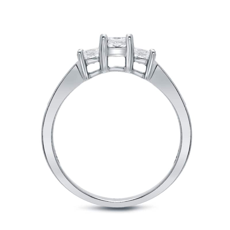 Auriya 14k Gold 1/2 carat TW Princess-cut 3-stone Diamond Engagement Ring