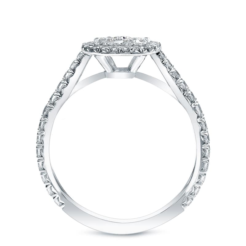Round 1 carat TDW Cluster Diamond Halo Engagement Ring in 14k Gold by Auriya