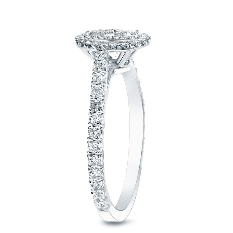 Round 1 carat TDW Cluster Diamond Halo Engagement Ring in 14k Gold by Auriya