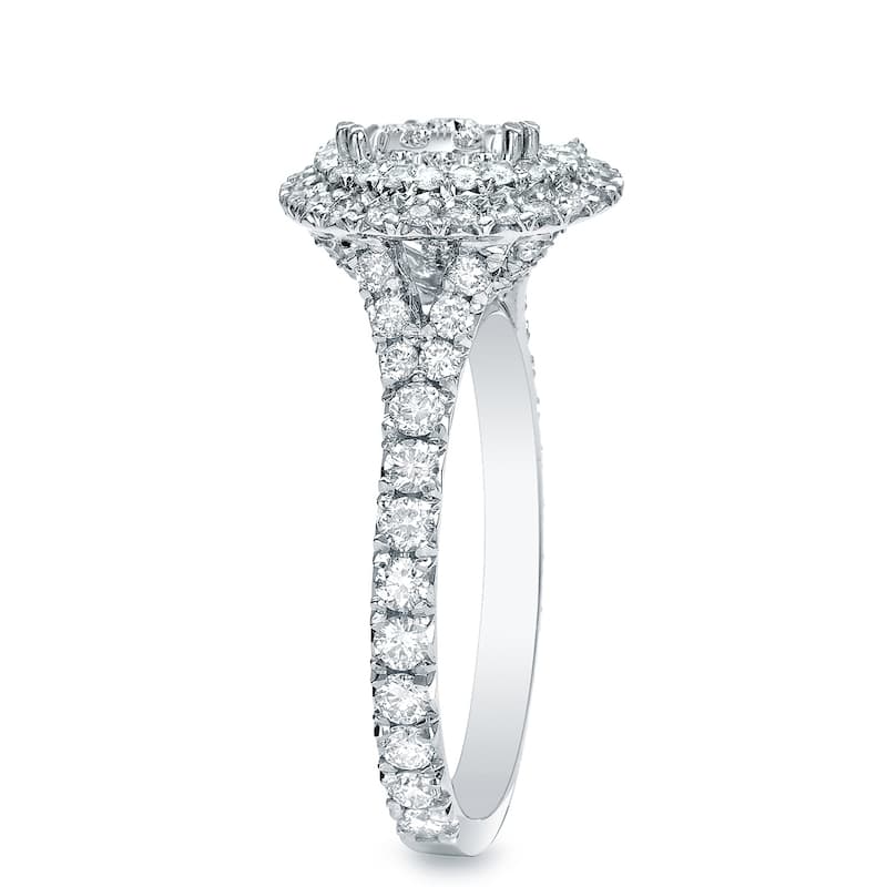 Auriya 14k Gold 1 1/2ctw Double Halo Diamond Engagement Ring
